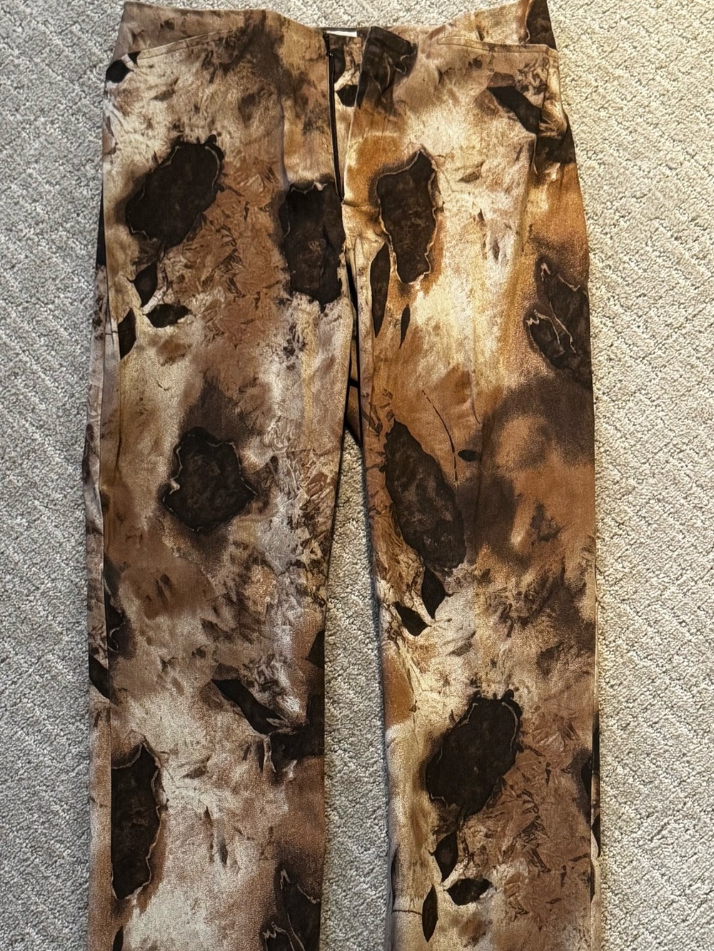 Vintage Womens Abstract Brown Print Dress Pants